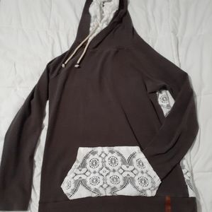 Ampersand Dark Grey/White Lace Doublehood Sweatshirt Large